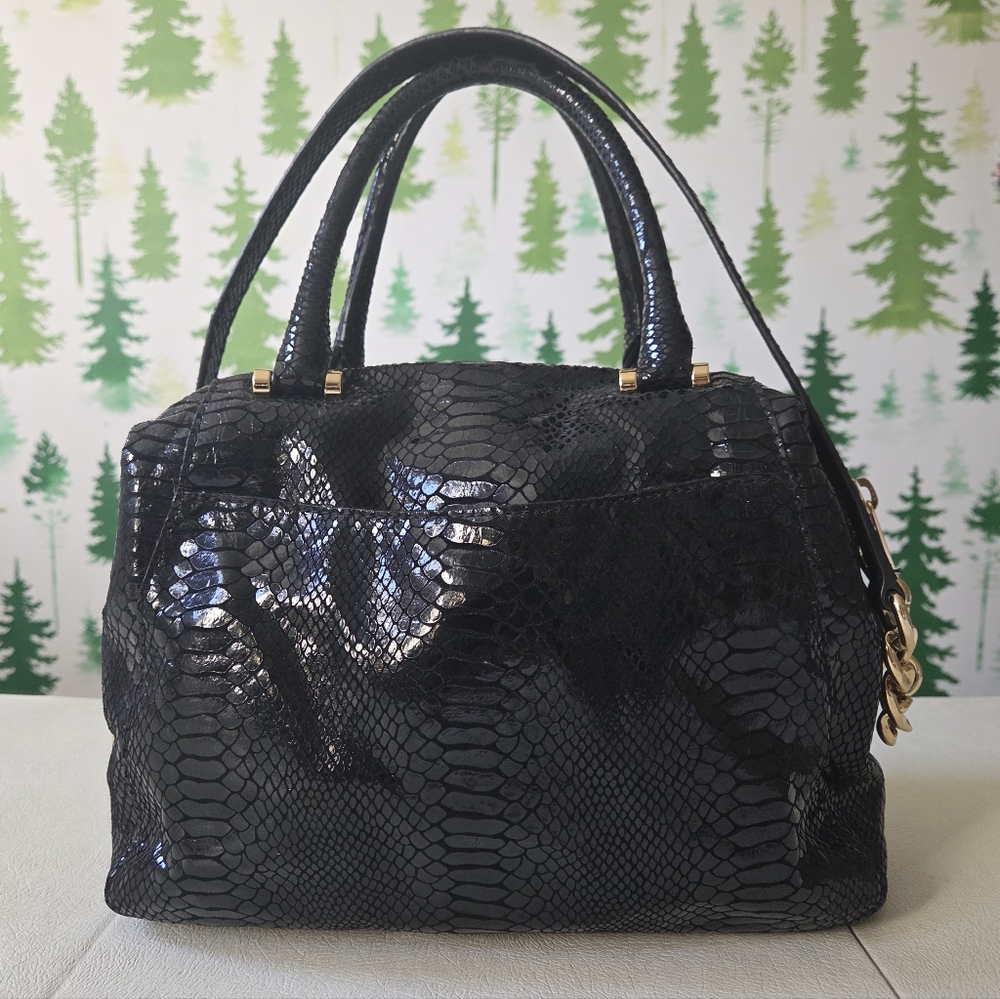 Michael Michael Kors Black Python Embossed Fulton… - image 2